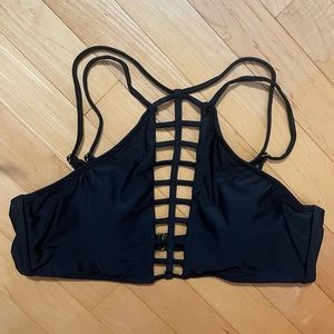 High neck strappy bikini swim suit top